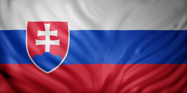 Rendering Detail Silked Slovakia Flag — Stock Photo, Image