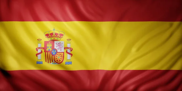 Rendering Detail Silked Spain Flag — Stock Photo, Image