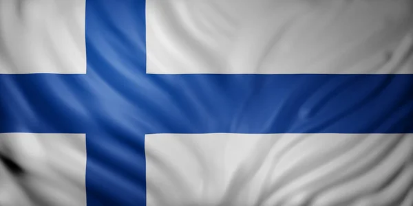 Egy Selymes Finn Zászló Részleteinek Bemutatása — Stock Fotó