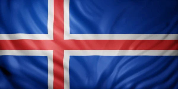 Rendering Detail Silked Iceland Flag — Stock Photo, Image