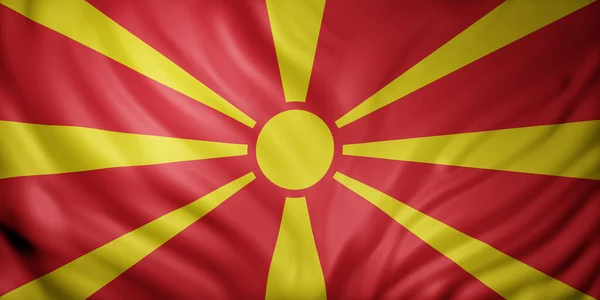 Vykreslení Detailu Vlajky Hedvábné Makedonie — Stock fotografie