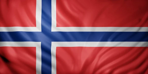 Vykreslení Detailu Hedvábné Vlajky Norska — Stock fotografie