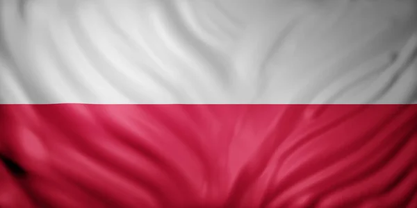Återgivning Detalj Silkeslen Polsk Flagga — Stockfoto