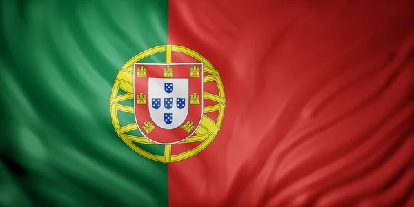 三维渲染的一个丝绸葡萄牙国旗的细节 — 图库照片