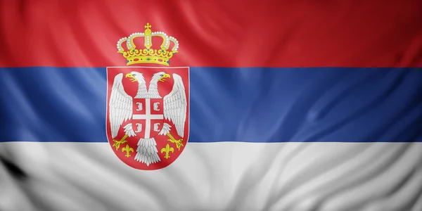 Representación Detalle Una Bandera Serbia Sedosa —  Fotos de Stock