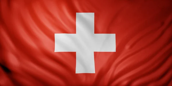 Representación Detalle Una Bandera Suiza Sedosa — Foto de Stock