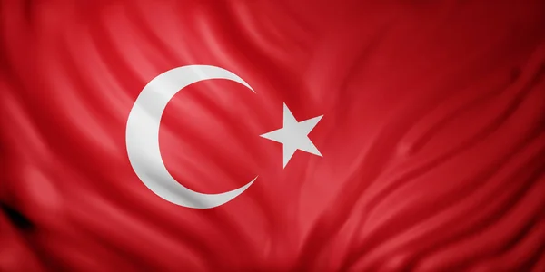 絹のようなトルコの旗の詳細の3Dレンダリング — ストック写真