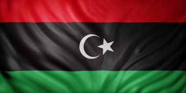Ulusal Libya bayrağının 3D sunumu.