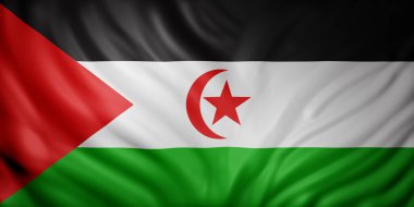Ulusal Sahra Arap Demokratik Cumhuriyeti bayrağının 3D çizimi.
