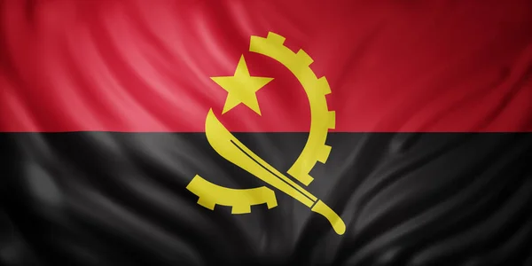3D展示安哥拉国旗 — 图库照片