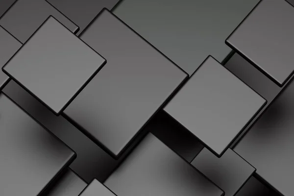 Візуалізація Деяких Чорних Кубів Квадратів Абстрактний Фон — стокове фото