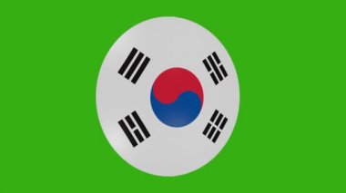Krom arkaplan üzerinde dönen bir Güney Kore bayrak simgesinin 3D görüntülenmesi