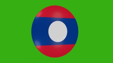 Bir Laos bayrak simgesinin krom arkaplan üzerinde dönen 3d canlandırması