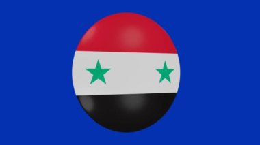 Bir Suriye bayrak simgesinin krom arkaplan üzerinde dönen 3d canlandırması