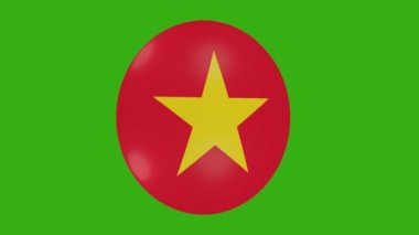 Bir Vietnam bayrağının krom arkaplan üzerinde dönen 3D görüntülemesi