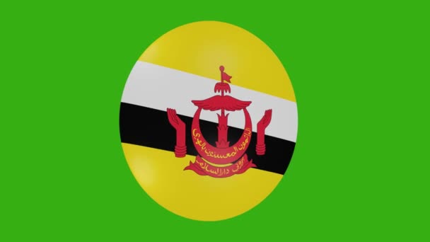 Representación Icono Bandera Brunei Girando Sobre Mismo Sobre Fondo Croma — Vídeo de stock