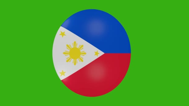 Rendering Philippines Flag Icon Rotating Itself Chroma Background — Stock Video