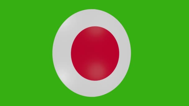 Rendering Japan Flag Icon Rotating Itself Chroma Background — Stock Video