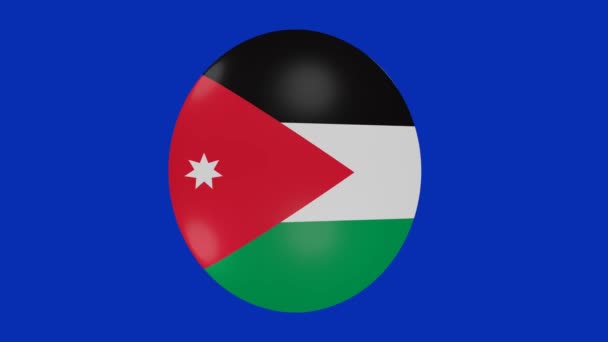 在彩色背景上旋转的约旦国旗图标的3D渲染 — 图库视频影像