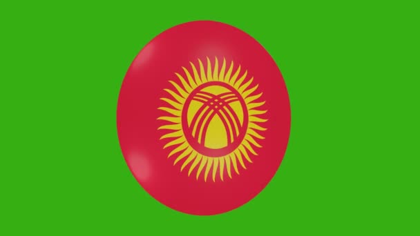 Rendering Kyrgyzstan Flag Icon Rotating Itself Chroma Background — Stock Video