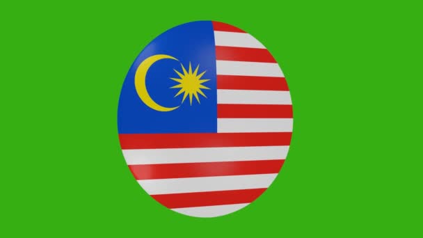 Renderização Ícone Bandeira Malásia Girando Sobre Mesmo Fundo Chroma — Vídeo de Stock