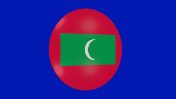 Rendering Maldives Flag Icon Rotating Itself Chroma Background — Stock Video