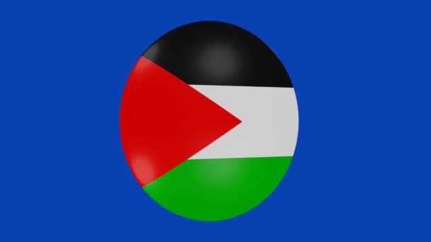 クロマを背景にパレスチナの旗のアイコンが回転する3Dレンダリング — ストック動画