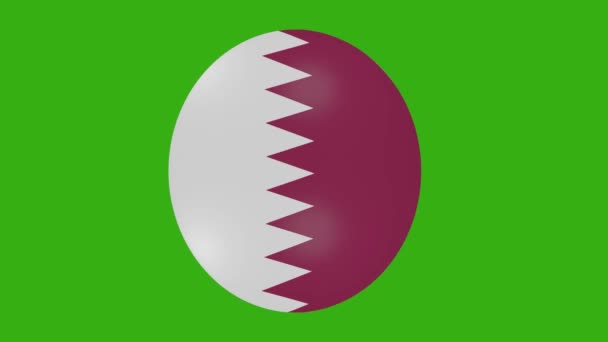 クロムの背景に回転するカタールの旗アイコンの3Dレンダリング — ストック動画