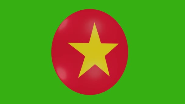 Απόδοση Ενός Εικονιδίου Σημαία Του Βιετνάμ Περιστρέφεται Ένα Φόντο Chroma — Αρχείο Βίντεο