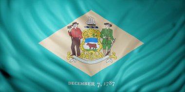 Detaylı bir Delaware ABD bayrağının 3D çizimi