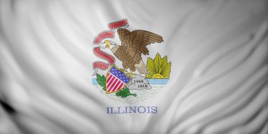 Ayrıntılı bir Illinois ABD bayrağının 3D çizimi