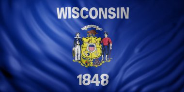 Detaylı bir Wisconsin ABD bayrağının 3D çizimi