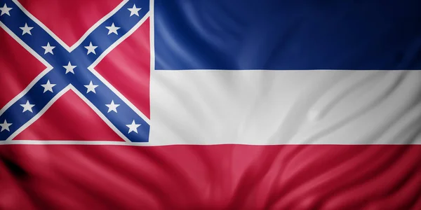 Renderowanie Szczegółowej Flagi Stanu Mississippi — Zdjęcie stockowe