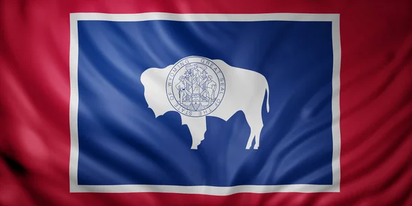 Renderowanie Szczegółowej Flagi Stanu Wyoming Usa — Zdjęcie stockowe