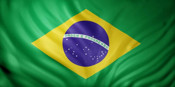 Renderização Uma Bandeira Nacional Brasil — Fotografia de Stock