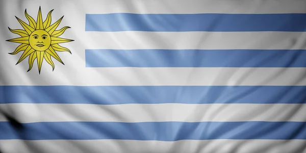 Renderização Uma Bandeira Nacional Uruguai — Fotografia de Stock