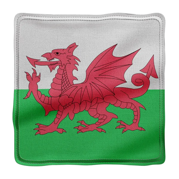 Vykreslení Tkaniny Wales Vlajka Izolované Bílém Pozadí — Stock fotografie