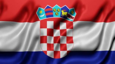 Ulusal Croacia bayrağının üç boyutlu canlandırması bir döngü hareketinde sallanıyor