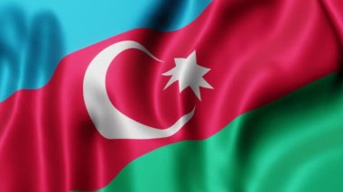Ulusal Azerbaycan bayrağının üç boyutlu canlandırması bir döngü hareketinde sallanıyor