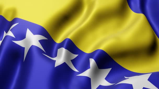 Ulusal Bosna Hersegovina Bayrağının Boyutlu Canlandırması Bir Döngü Hareketinde Sallanıyor — Stok video