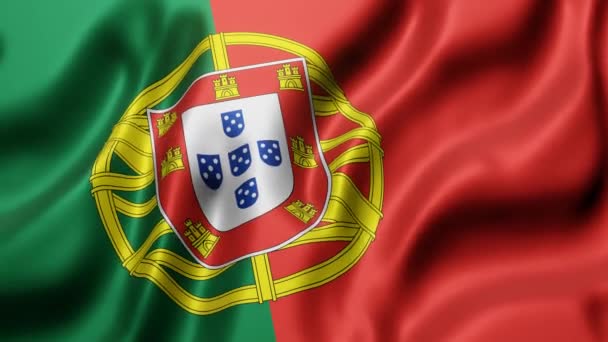 Rendering National Portugal Flag Waving Looping Motion — Stock video