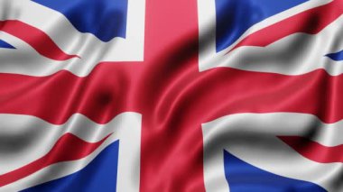 Bir Ulusal Birleşik Krallık bayrağının 3 boyutlu canlandırması bir döngü hareketinde sallanıyor