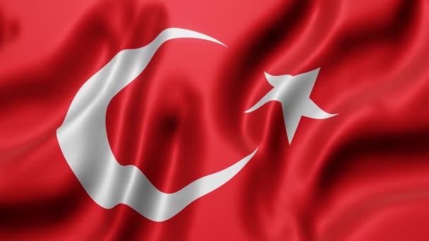 土耳其国旗的3D渲染在一个环状运动中挥动 — 图库视频影像