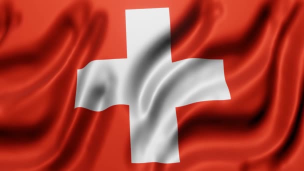 Representación Una Bandera Nacional Suiza Ondeando Movimiento Bucle — Vídeos de Stock