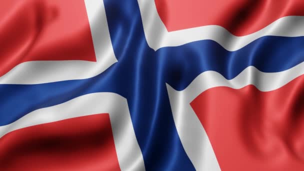 Representación Una Bandera Nacional Noruega Ondeando Movimiento Bucle — Vídeos de Stock