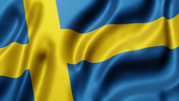 Απόδοση Της Εθνικής Σημαίας Της Σουηδίας Κυματίζει Μια Κίνηση Looping — Αρχείο Βίντεο