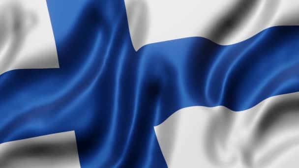 Ulusal Finlandiya Bayrağının Döngü Hareketinde Dalgalanması — Stok video