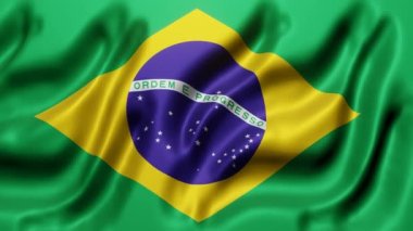 Ulusal Brezilya bayrağının 3 boyutlu canlandırması bir döngü hareketinde sallanıyor