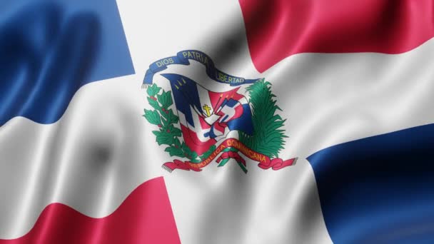 Representación Una Bandera Nacional República Dominicana Ondeando Movimiento Bucle — Vídeo de stock