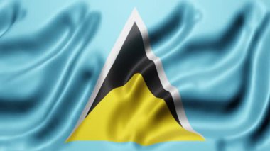 Ulusal Saint Lucia bayrağının üç boyutlu canlandırması bir döngü hareketinde sallanıyor